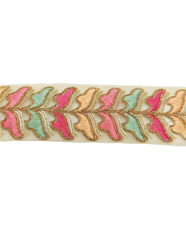 Sheer Gold Tissue Embroidered Trim, Decorative Trim, Trim By Yard